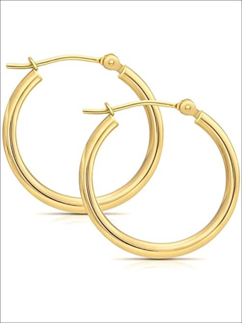14k Yellow Gold Classic Real Gold Shiny Polished Hoop Earrings Plain Round Gold